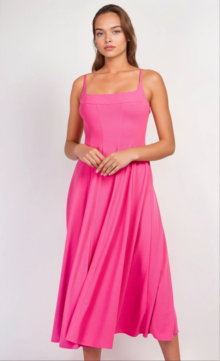 Pink Panelled Midaxi Dress
