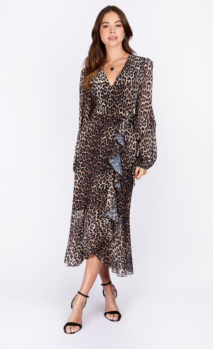 Leopard Print Wrap Midaxi Dress