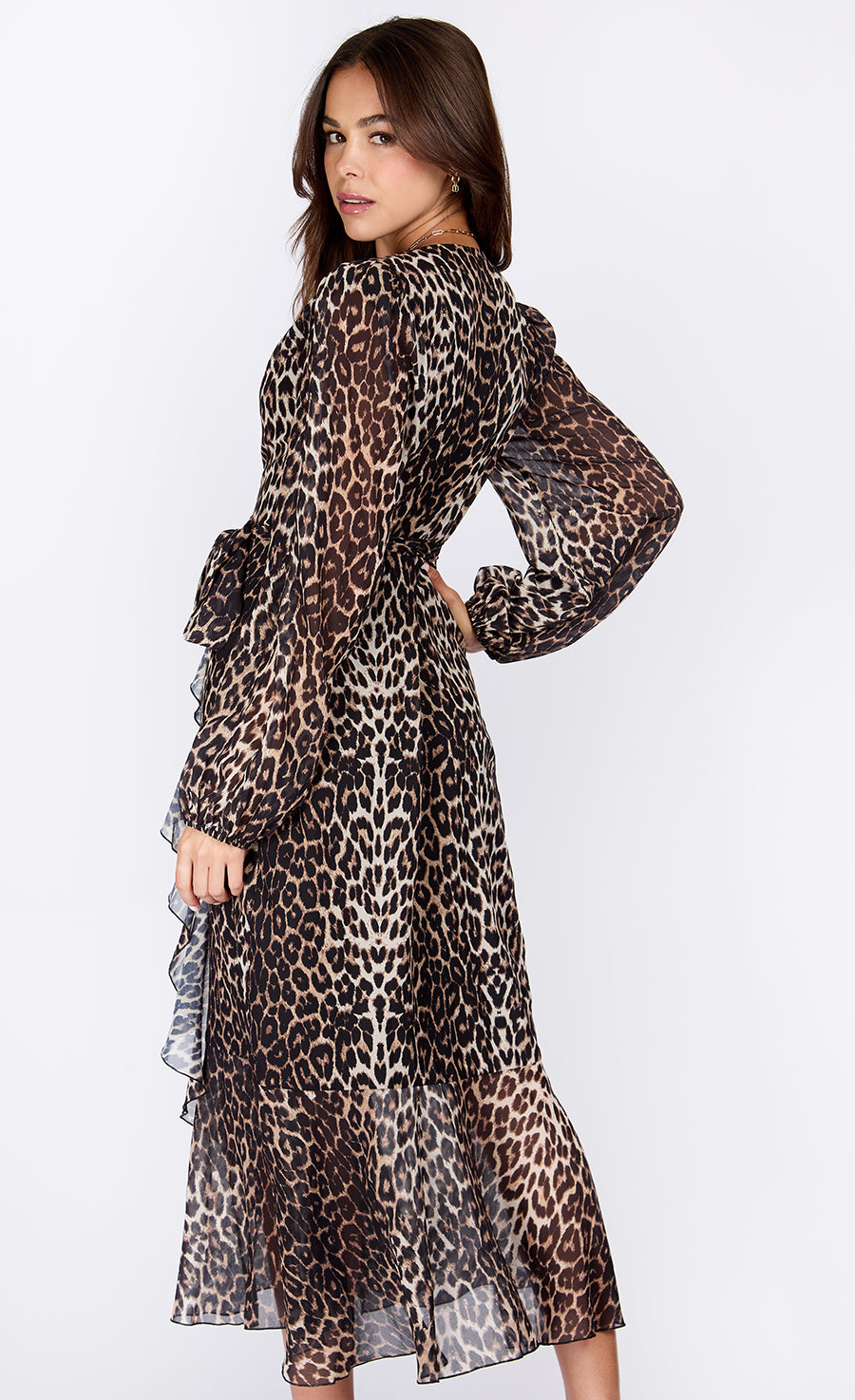 Leopard Print Wrap Midaxi Dress