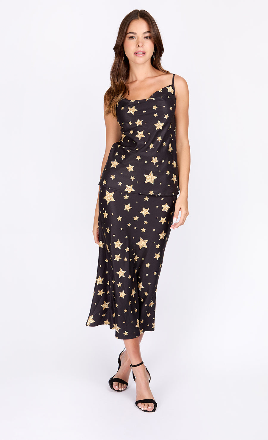 Star Print  Satin Cami Top