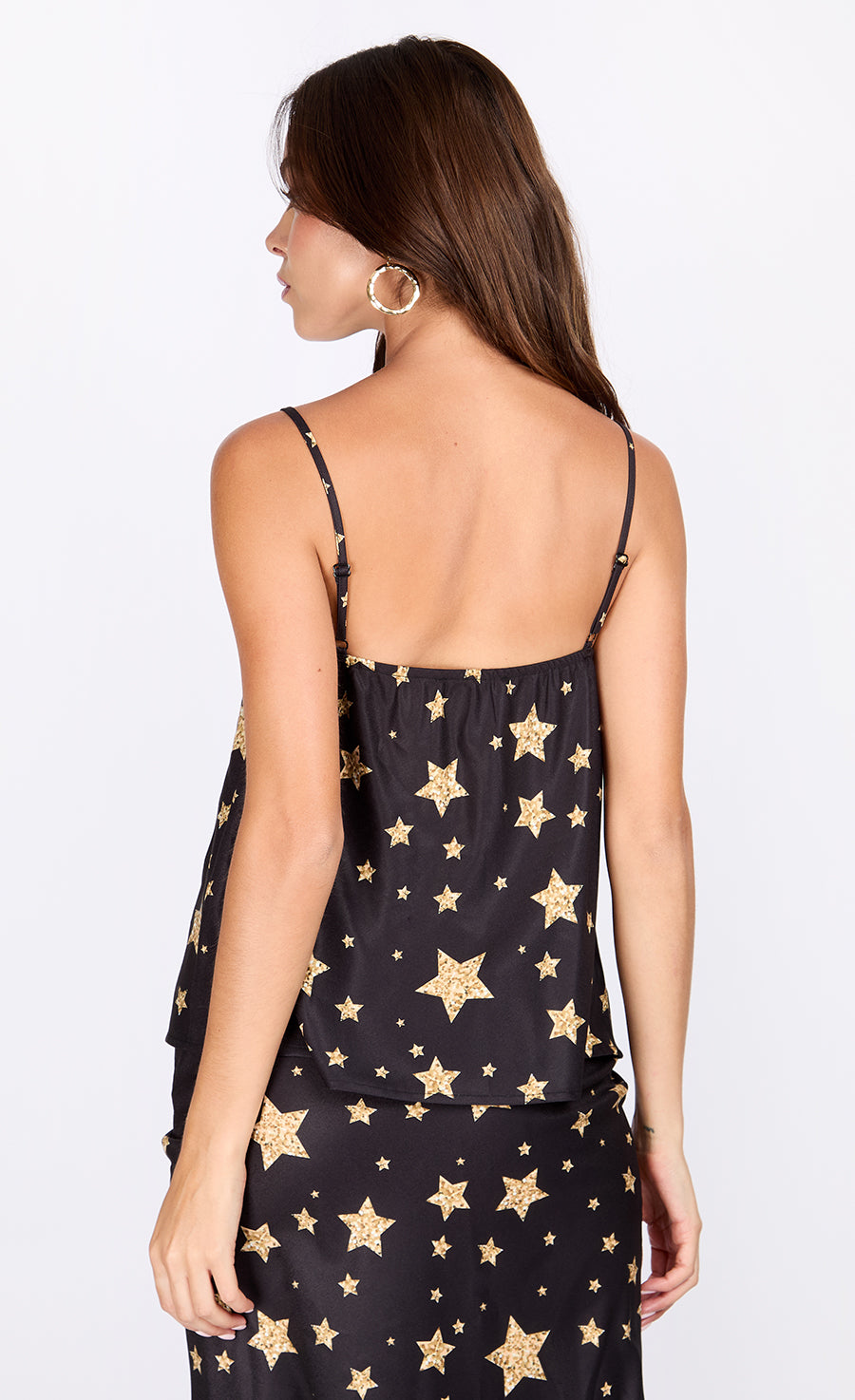 Star Print  Satin Cami Top