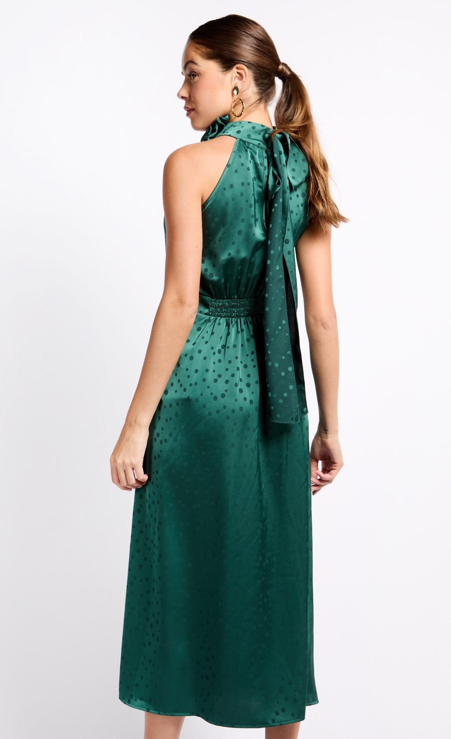 Green Satin Rosette Midaxi Dress