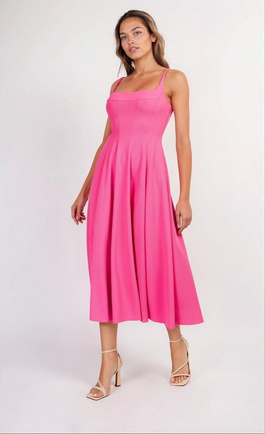 Pink Panelled Midaxi Dress