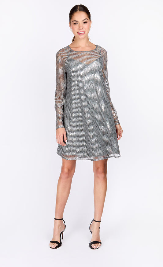 Gunmetal Sequin Mini Dress