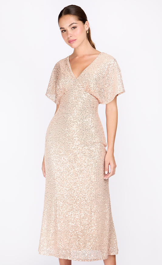 Gold Sequin Midaxi Dress