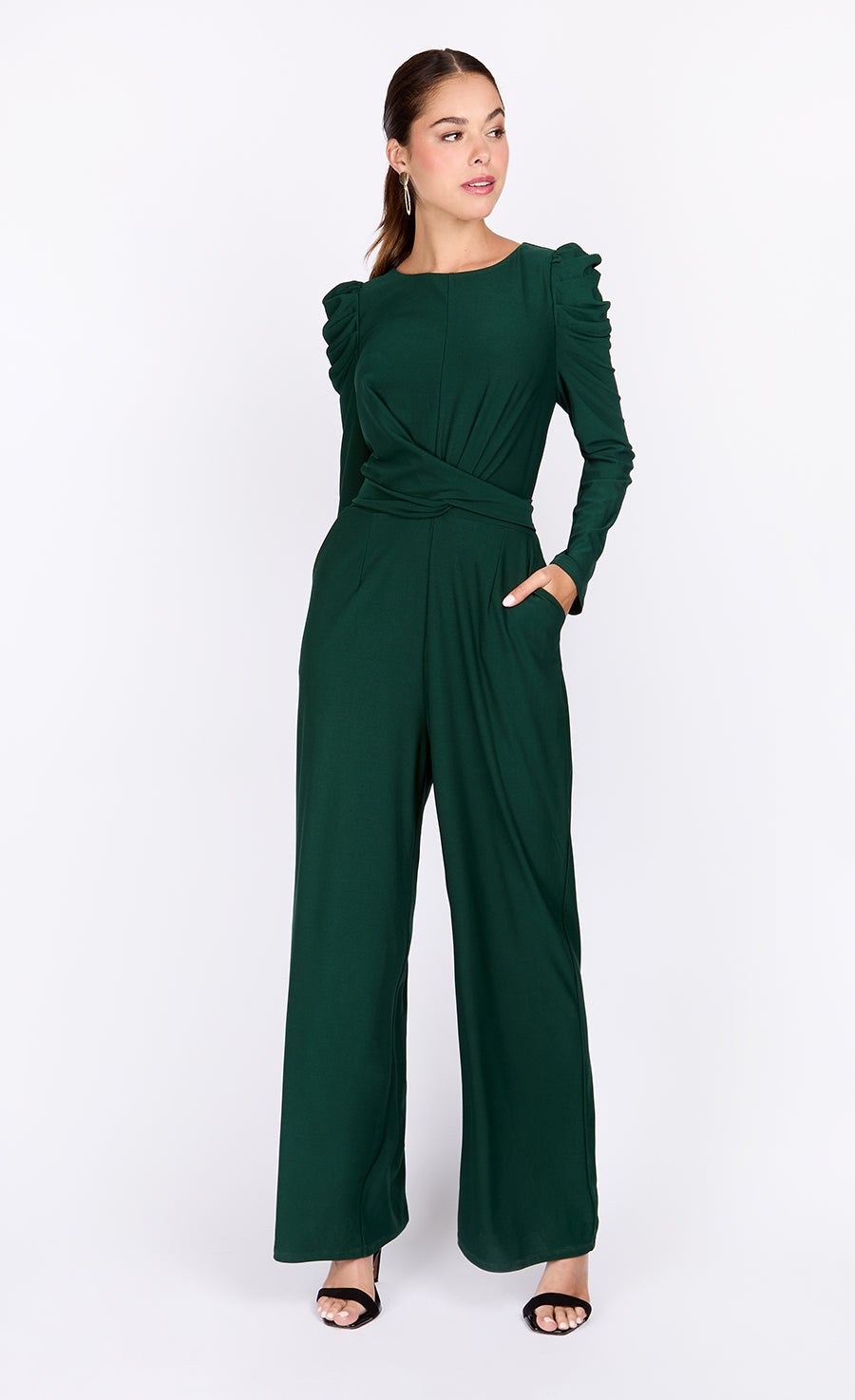 Green Crossover Tie Jumpsuit