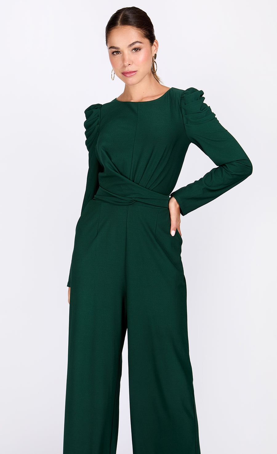 Green Crossover Tie Jumpsuit