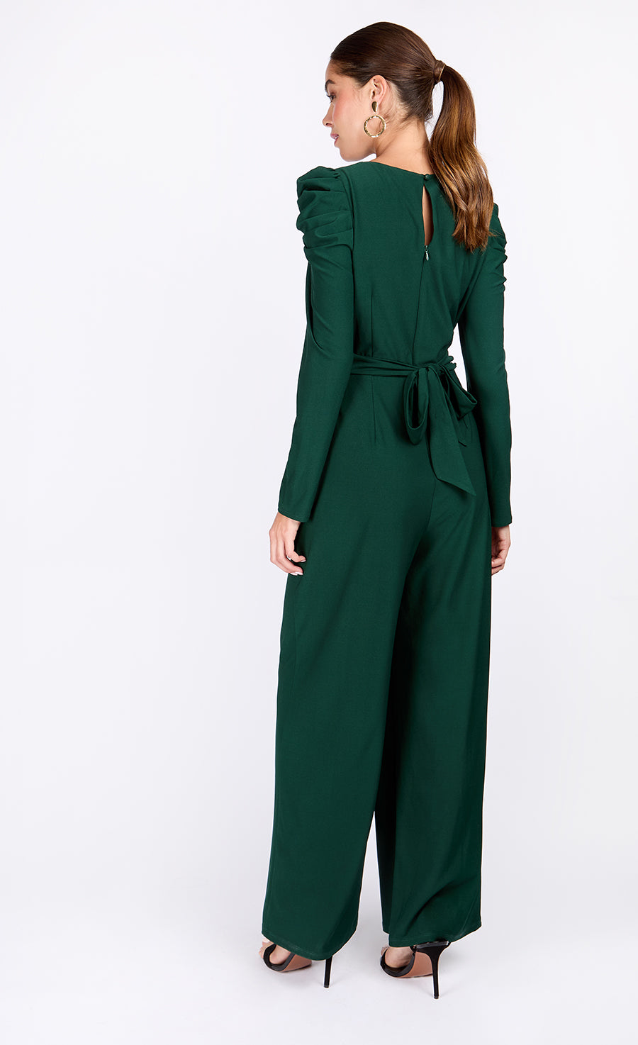 Green Crossover Tie Jumpsuit