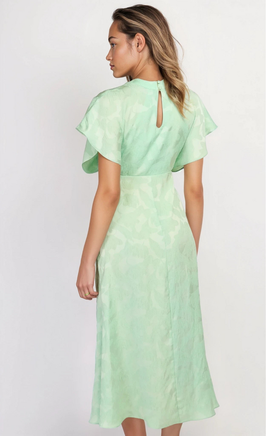 Sage Floral Jacquard Midaxi Dress