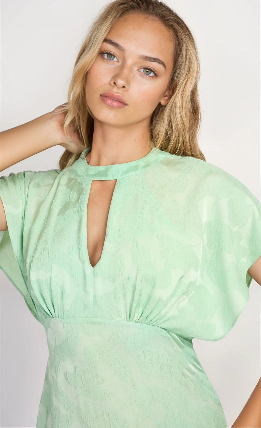 Sage Floral Jacquard Midaxi Dress