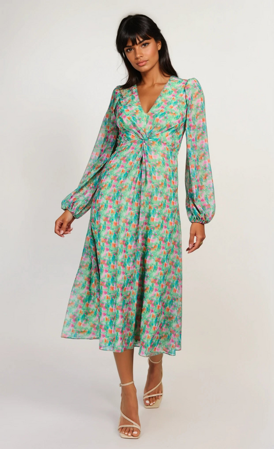 Print Chiffon Midaxi Dress