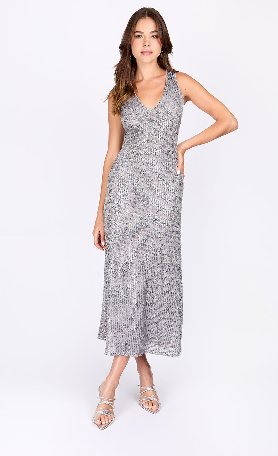 Gunmetal Sequin Midaxi Dress