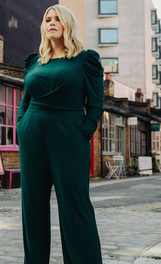 Green Crossover Tie Jumpsuit